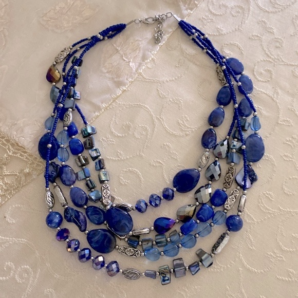 Bocar multi layer 5 strand statement collar beaded fashion jewelry necklace - Picture 7 of 10